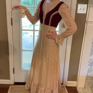 Red Velvet Lace Black Label Gunne Sax Dress